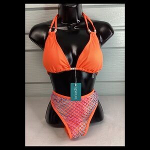 Orange and Blue Women's Swim Set.16